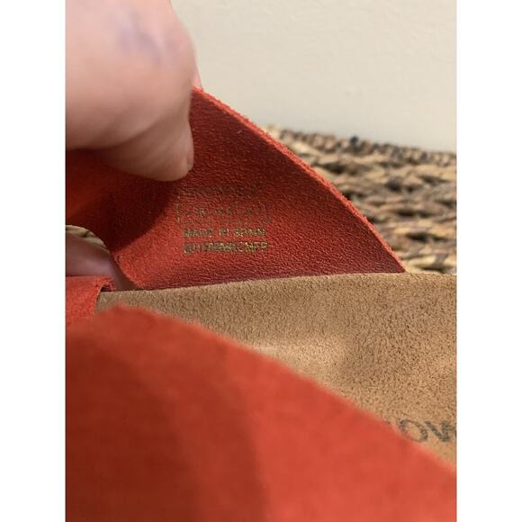 Vero Moda Red Slides Made In Spain Comfort Leather Spring Summer 7.5 /8 - Picture 7 of 8